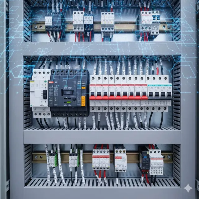 Electrical control cabinet and circuit components